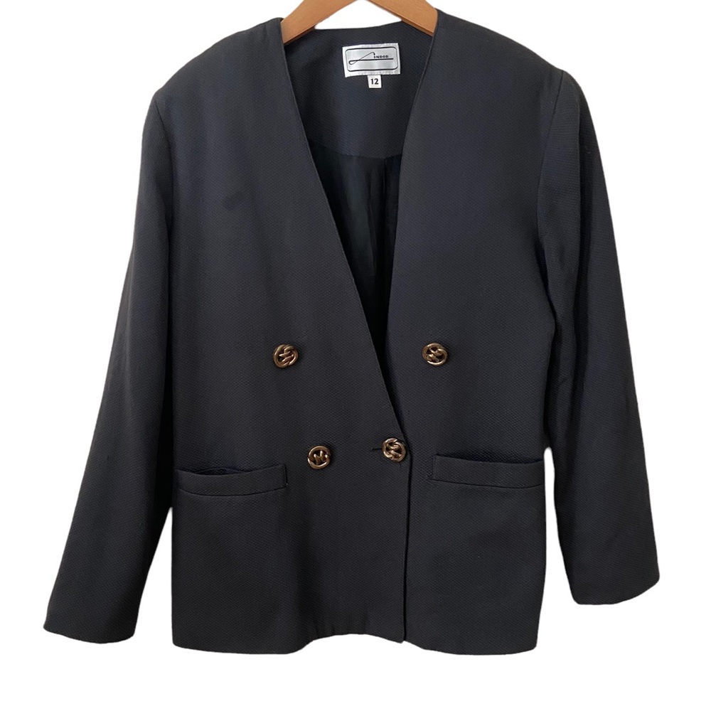 Vintage Women’s Double Breast Black Blazer size 11/12